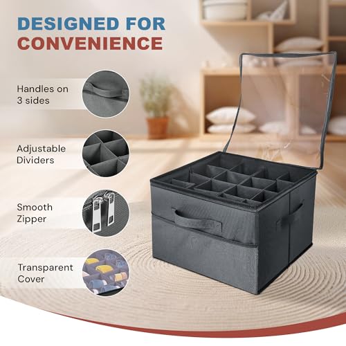Under Bed Shoe Storage Organizer 16 Compartment, Foldable Shoe Organizer Under Bed with Clear PVC Lid, Shoe Storage Box with Zipper & Handle for Closet Bedroom, Grey, Pack of 2 - color: Grey