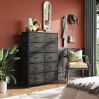 WLIVE Tall Dresser with 10 Drawers, Dressers & Chest of Drawers, Dresser for Closet, Bedroom, Hallway, Living Room, Entryway, Black - color: Charcoal Black Wood Grain Print