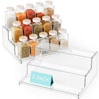 Yieach 2 Pack Tiered Spice Rack Organizer for Cabinet,Pantry,3 Tier Clear Acrylic Spice Rack Organizer & Holder,Step Shelves for Vitamin,Medicine Bottle,Jar,Can,Condiment Organizer and Seasoning Shelf
