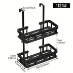 Over Door Shower Caddy, Black Rustproof Bathroom Organizer, 2-Tier Storage Rack, 11.81x5.31 Inch Shelves, No Drilling Required