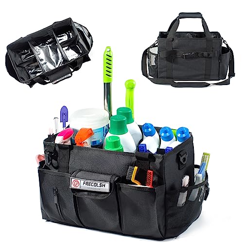 Cleaning Caddy for Cleaning Suppliers Organizer with Pockets for House Cleaning Essentials, Cleaning Organizer, Wearable Cleaing Bag Tote, Storage Caddy for Housekeeping - color: Black, size: Medium