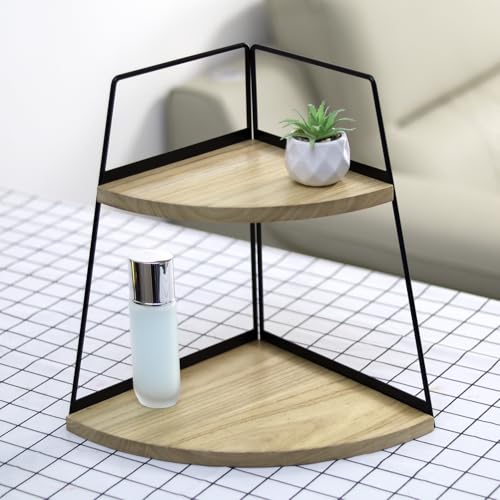 2 Tier Bathroom Counter Organizer,Standing Rack Cosmetic Holder,Wood Bathroom Organizer,Vanity Organizer Bathroom Counter Tray,for Bathroom,Bedroom (Log Color) - color: Log Color