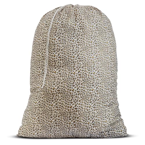 Nylon XL Laundry Bag - Locking Drawstring Closure, Machine Washable, These Large Bags Will Fit a Laundry Basket and Strong Enough to Carry up to Two Loads of Clothes (Leopard | 30" x 40") - color: Leopard, size: 30" x 40"