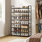 8 Tier Metal Shoe Rack, Tall Shoe Organizer Holds 32-40 Pairs, with Adjustable Flat or Angled Shelves, Shoe Storage Shelf for Closet, Entryway, Garage, Black - size: 8-Tier