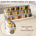 3-Tier Spice Rack Organizer for Kitchen Cabinet or Pantry, 16"-29" Expandable Spice Organization Shelf, Seasoning Organizer, Metal Display Shelf, Slip-Resistant Design for Jars and Bottles, White - size: Small-White- Fits 9.25" Deep Cabinet