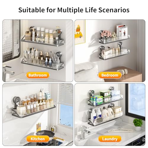 Shower Caddy Suction Cup,Detachable Bathroom Shower Organizer for Bathroom Storage, Wall Mounted Shower Shelves,Rustproof Shelf No Drilling Large Capacity Removable Rack 1 Pack Grey - color: Grey