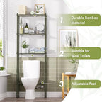 AmazerBath Bamboo Over The Toilet Storage Shelf, 3-Tier Over Toilet Bathroom Organizer Rack, Bathroom Shelves Over Toilet Space Saver, Forest Green - style: Forest Green-3-tier