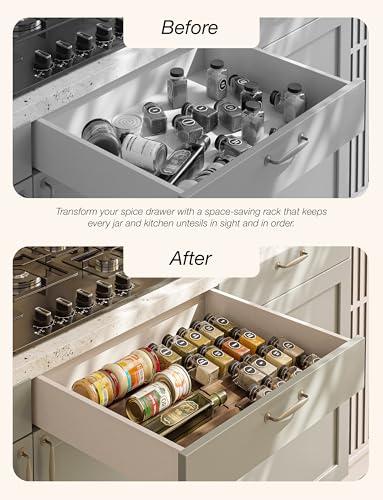 Tinamo Acacia Wooden Spice Rack Organizer for Cabinet - Spice Drawer Insert, Spice Organization for Cabinet, Seasoning Organizer, Spice Holder Pack of 8 (Walnut, Pack 8) - color: Walnut, size: Pack 8