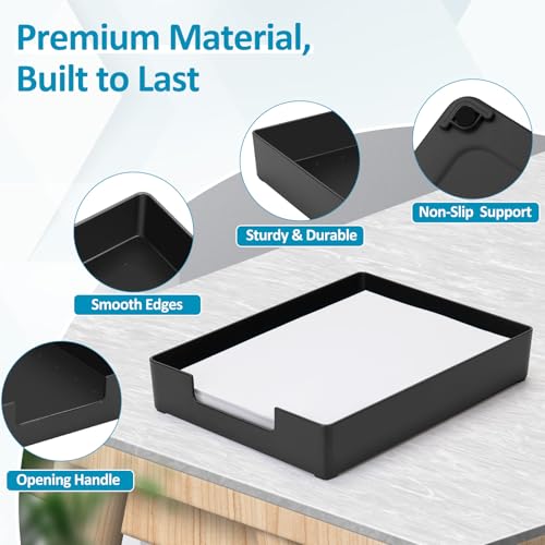 Letter Tray, Desk Organizer Tray, A4 Plastic Paper Tray Organizer for Desk, Stackable Rectangular Inbox Mail File Holder, Drawer Organizer for Desk Accessories Office School Home Supplies (Black) - color: Black-1 Pack