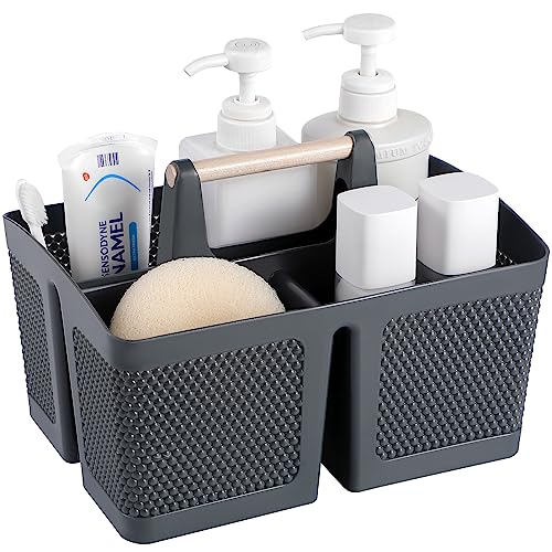 rejomiik Portable Shower Caddy Basket Plastic Cleaning Caddy Organizer Storage Tote with Handle for Bathroom, College, Dorm Room Essentials, Grey - color: Grey