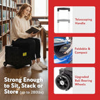 dbest products Quik Cart Pro Wheeled Rolling Crate Teacher Utility with seat Heavy Duty Collapsible Basket with Handle, Aluminum, Black - color: Black, style: Pro