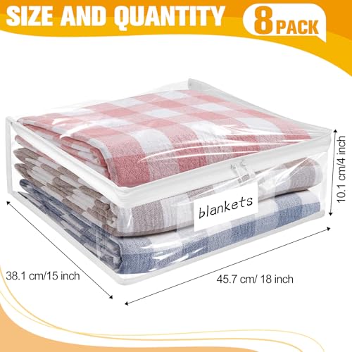 Kikerike Plastic Storage Bags with Easy-Glide Zipper, Pack of 8, Durable Clear Vinyl Zippered Storage Bags for Clothes Sweaters Comforters Blankets Sheets Bedding (18 x 15 x 4 Inch, White) - color: White, size: 18 x 15 x 4 Inch - 8 Pack
