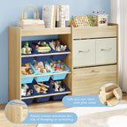 EXPERLAM Toy Storage Organizer for Kids, 9-Bin Toy Organizer with 2-Drawers,Movable Toy Chest and Top Rack, Kids Bookshelf and Toy Storage for Playroom, Bedroom, Nursery, Blue - style: Blue Bins