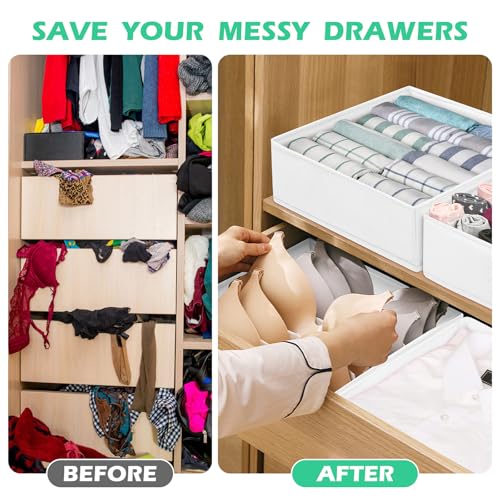 Drawer Clothing Organizer 16-Pack, White 3 Sizes Underwear Drawer Dividers, Fabric Folding Wardrobe Organizer, Can Store Baby Clothes, Bras, Underwear, Panties, Belts, Socks, Ties, etc. - color: White