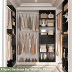 Besiost Closet System, 4-8 FT Closet Organizer Tower with 2 Wooden Drawers and Shelves, Can Fit 60 to 96 inch Walk-in Closet System with 5 Hang Rods, Built-in, Black - color: Black