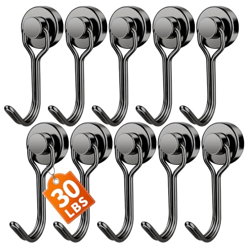 FINDMAG Magnetic Hooks, 30lbs+ Strong Magnetic Hooks Heavy Duty 2026 Criuse Ship Essentials, Black Refrigerator Magnet Hooks for Hanging, Office, Grill, Kitchen, Beach Vacation - 10 Pack - color: Black, size: 10Pack 30Lbs+