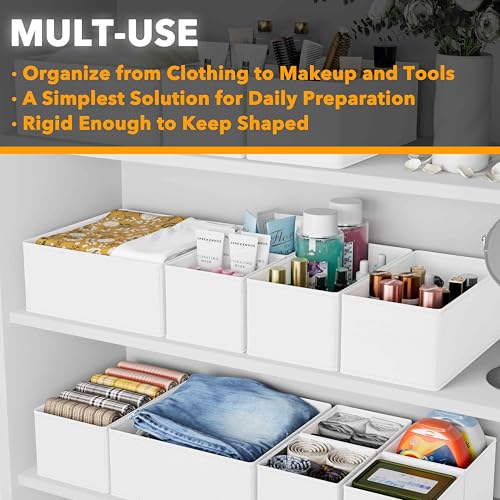 SpaceAid Drawer Organizer Clothes, 12 Pack Dresser Organizer Bins for Nursery, Closet Organization and Storage Dividers for Clothing, Baby Clothes, Underwears, Socks (White) - color: White, size: 12 Pack