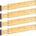 DUCOO 4 PCS Drawer Divider, 17"-22" Adjustable Bamboo Drawer Dividers Organizers, Expandable Separators for Kitchen, Clothes, Dressers, Home, Office - color: Natural