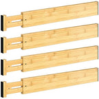 DUCOO 4 PCS Drawer Divider, 17"-22" Adjustable Bamboo Drawer Dividers Organizers, Expandable Separators for Kitchen, Clothes, Dressers, Home, Office - color: Natural