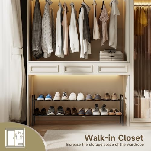 Shoe Rack,Long Shoe Organizer for Closet,Wide Shoe Storage for Entryway, 2 Tier Sturdy Metal Free Standing Shoe Shelf - size: 2-tier-short