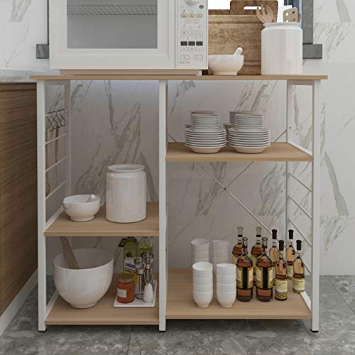 soges Kitchen Standing Baker's Rack, Utility Microwave Oven Stand, Multi-Layers Kitchen Storage Cart Workstation Shelf, Coffee Cart, White Oak - color: White Oak