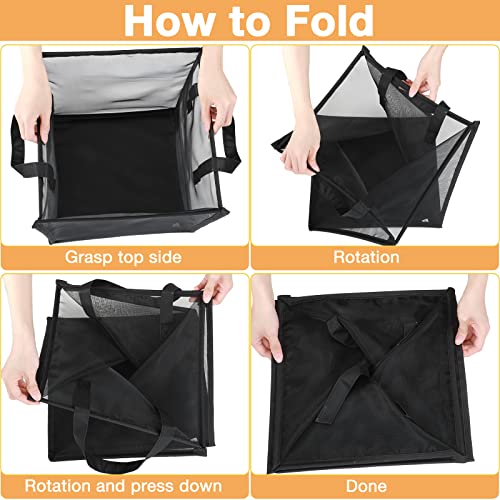 Zopeal 1 Pack Popup Laundry Hamper 13 Inch Collapsible Laundry Baskets with Handles Mesh Clothes Baskets Portable Single Layer Foldable Clothes Hamper Square Bin for Washing (Black,Single-layer) - color: Black, size: Single-layer