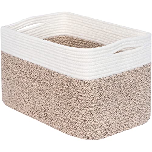 MINTWOOD Design Storage Basket for Shelves, Decorative Baskets for Organizing, Book Basket, Storage Cube Bin Box, Woven Closet Organizer, Pantry Closet and Shoe Basket, Light Brown - color: Oatmeal Brown