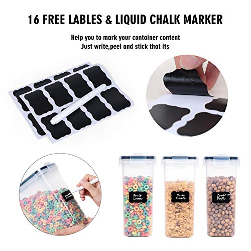 FOOYOO Cereal Containers Storage Set - 3 Piece Airtight Large Dry Cereal Container (135.2oz), BPA Free Dispenser Plastic Cereal Storage Containers with 16 Labels & Pen - color: 3 Piece