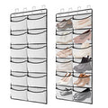 2 Packs Over the Door Shoe Organizer, 24 Extra Large Mesh Pockets Hanging Shoe Boots Rack Holder, Closet Hanging Organizers for Storage Sneakers High Heeled Shoes Slippers (White) - size: 24 Pockets