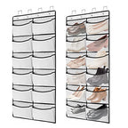2 Packs Over the Door Shoe Organizer, 24 Extra Large Mesh Pockets Hanging Shoe Boots Rack Holder, Closet Hanging Organizers for Storage Sneakers High Heeled Shoes Slippers (White) - size: 24 Pockets
