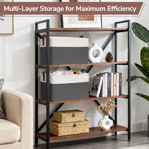 CHICVITA 4 Pack Large Storage Baskets for Shelves, Collapsible Closet Organizer Bins with Handles, Decorative Shelf Baskets for Bedroom Living Room, 16.8" x 11" x 9.8", Gray & White - color: Gray & White, size: 30L (16.8"L x 11"W x 9.8"H)