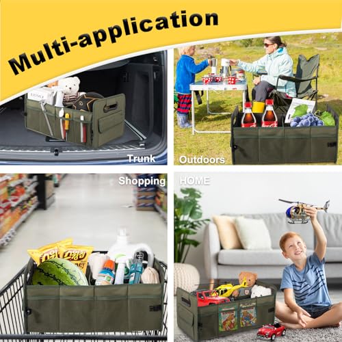 JiatuA Car Trunk Organizer, Car Organizers and Storage Collapsible Multi Compartment Container Box, Adjustable Car Accessories for SUV Sedan Truck, Standard Size, Green - color: Green, size: Standard