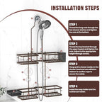 REINHARDT Adjustable Shower Caddy Hanging Rustproof Shower Caddy for Handheld Showerheads, Shower Organizer with Hooks Soap Holder, Anti-Swing Shower Rack Bathroom Accessories, Bronze - color: Bronze