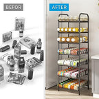 GILLAS 6 Tier Water Bottle Storage Rack, Free Standing Vertical Metal,Water Bottle Organizer, Large Capacity Bottled Rack Water Holder Stand for Cabinet Kitchen Party Pantry,Black - size: 6 Tier Without Wooden Top