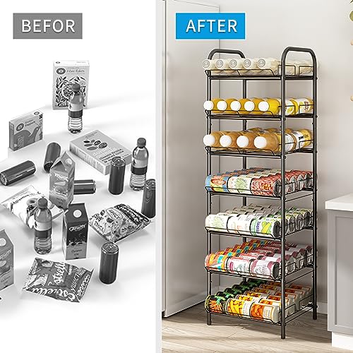 GILLAS 6 Tier Water Bottle Storage Rack, Free Standing Vertical Metal,Water Bottle Organizer, Large Capacity Bottled Rack Water Holder Stand for Cabinet Kitchen Party Pantry,Black - size: 6 Tier Without Wooden Top