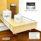 LYNK PROFESSIONAL® SELECT™ Slide Out Cabinet Organizer Pull Out Drawer, 11" x 21" Pull Out Cabinet Organizer – Pull Out Shelves for Kitchen Cabinets – Roll Out - Lifetime Ltd. Warranty, Wood Chrome - size: 11" W x 21" D - 1 Tier