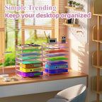 Simple Trending 2 Pack 8 Tier Letter Tray Paper - Mesh Desk File Organizer for Office School Desktop, Pink - color: 2 Pack 8 Tier Pink-Mesh Desk