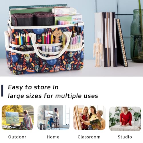 E-WEICHEN Craft Organizer Tote Bag Art Storage Caddy with Multiple Pockets Containers for Art,Craft,and Office Supplies Storage.Black Magic - color: Black Magic