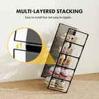SEE SPRING Shoe Storage Boxes, White Plastic Stackable Shoe Organizer for Closet, Shoe Rack & Holder Sneaker Container, 12 Pack Black