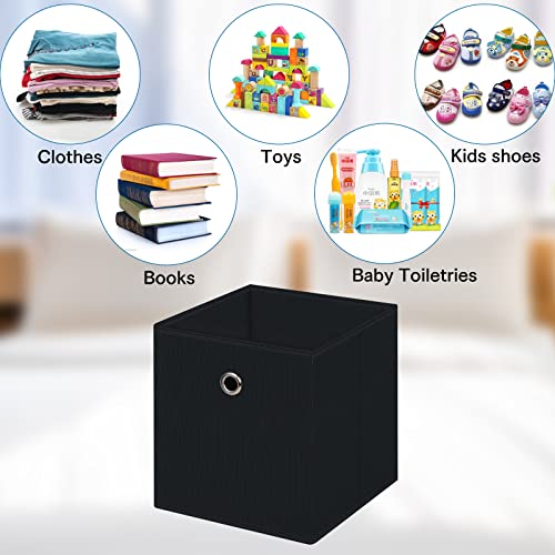 Fabric Cubes Storage Containers ,11 Inch Cloth Storage Cube Foldable Storage Bins Cubes Organizer Baskets with Handles for Shelf,Closet,Nursery,Set of 1,(Black) - color: Black, size: 1 pack
