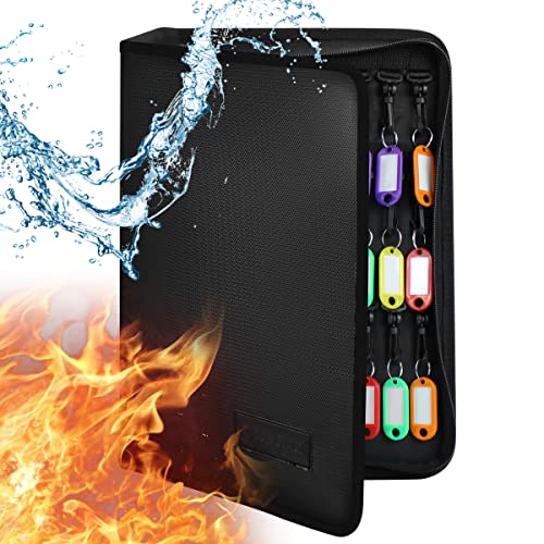 Fireproof and Waterproof Portable Zippered Key Case,60 Key Hooks Key Organizer with Key Tags,Portable Manager Zipper Key Binder for Hotel Executives,Real Estate Sales,Car Service - size: 60 Keys