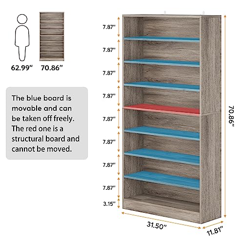 Tribesigns Tall Shoe Cabinet, 9 Tiers 40-45 Pairs Heavy Duty Wood Freestanding Shoe Storage Cabinet, 70.8'' Tall Shoe Cabinet with Open Storage for Entryway (1, Beige Gray) - color: Beige Gray