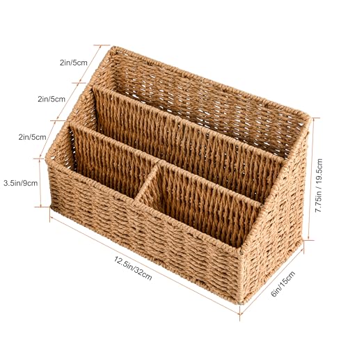 DINGTAI Woven Mail Organizer Countertop, 12 Inch Mail Organizer Basket for Bill and Pen, Farmhouse Desk organizers and storage - color: Natural