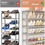 VILICK 11 Tiers Tall Wide Shoe Rack 55 Pairs Large Capacity Sturdy Durable Shoe Rack for Closet Metal Shoe Organizer Shelf with Two Hooks Space Saving for Entryway Grey - color: Grey