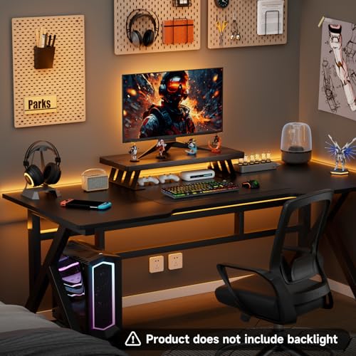 Monitor Stand - 24 Inch Wood Monitor Stand Riser, 220 Pounds Load Capacity Desk Monitor Riser for Laptop/PC/Printer, Desktop Stands Organizer for Home Office - color: Black Walnut - Black Legs