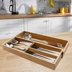 guiogc Expandable Bamboo Kitchen Drawer Organizer - Silverware Organizer - Utensil Holder and Cutlery Tray for Flatware Organizers and Kitchen Utensils - size: 10"Wx16"D (Expandable)