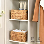 ELONG HOME Water Hyacinth Rectangular Wicker Baskets, 12" Wicker Basket 2 Pack, Woven Storage Baskets with Handles - color: Hyacinth 2
