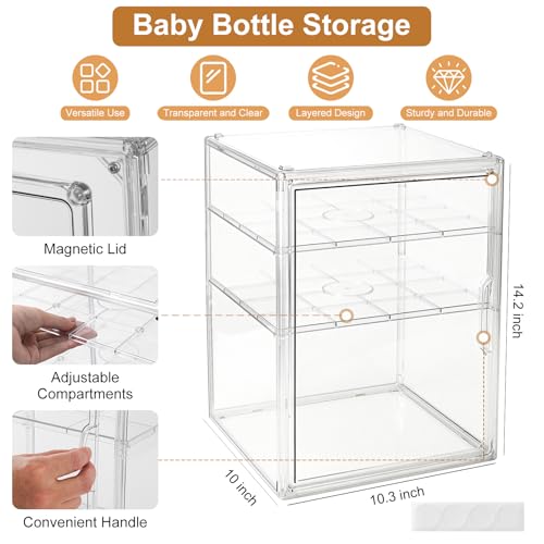 ERTIUANIO Baby Bottle Organizer – 3 Tier Acrylic Bottle Storage Organizer container, Clear Plastic Bottle Station Organizers Drawers for Countertop Kitchen Cabinet Vanity, Bathroom, Gifts for New Mom - size: Large, style: 3-Tier Single-Door