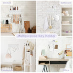 VIS'V Key Holder Wall Mount, Compact Adhesive Key Rack with Tray, 6 Hooks, 2 Mount Options, White - color: White