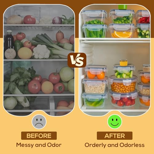 50 PCS Thicker Food Storage Containers with Lids, Clear Stackable Airtight Leakproof Reusable Plastic Meal Prep Container Set for Kitchen Storage/ Lunch, Fridge/ Microwave Safe with Labels&Pen - size: 405oz-25 Pack